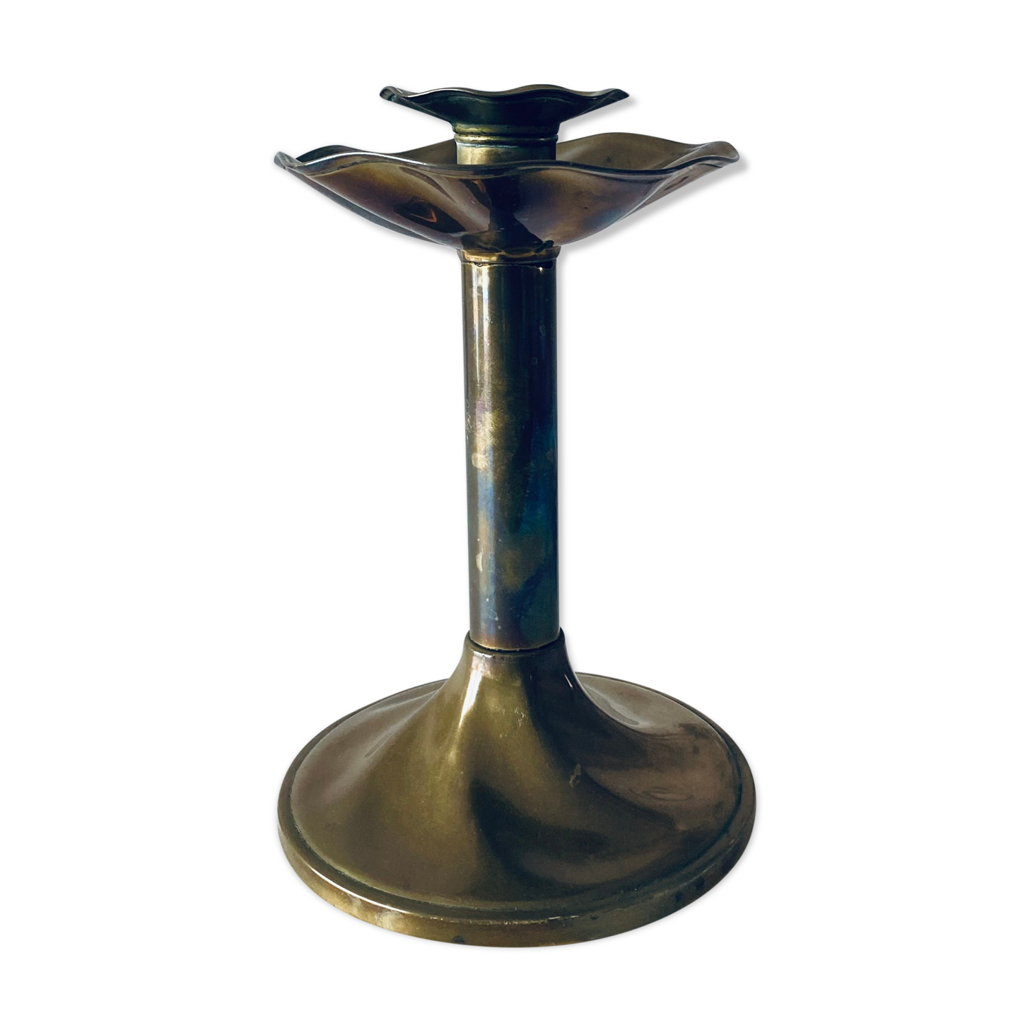 Antique golden brass candle holder