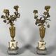 Pair of candelabra vases with flowers in marble and bronze, 19th century.