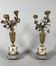 Pair of candelabra vases with flowers in marble and bronze, 19th century.