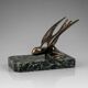 Art Deco bookends – Swallows in spelter on marble bases