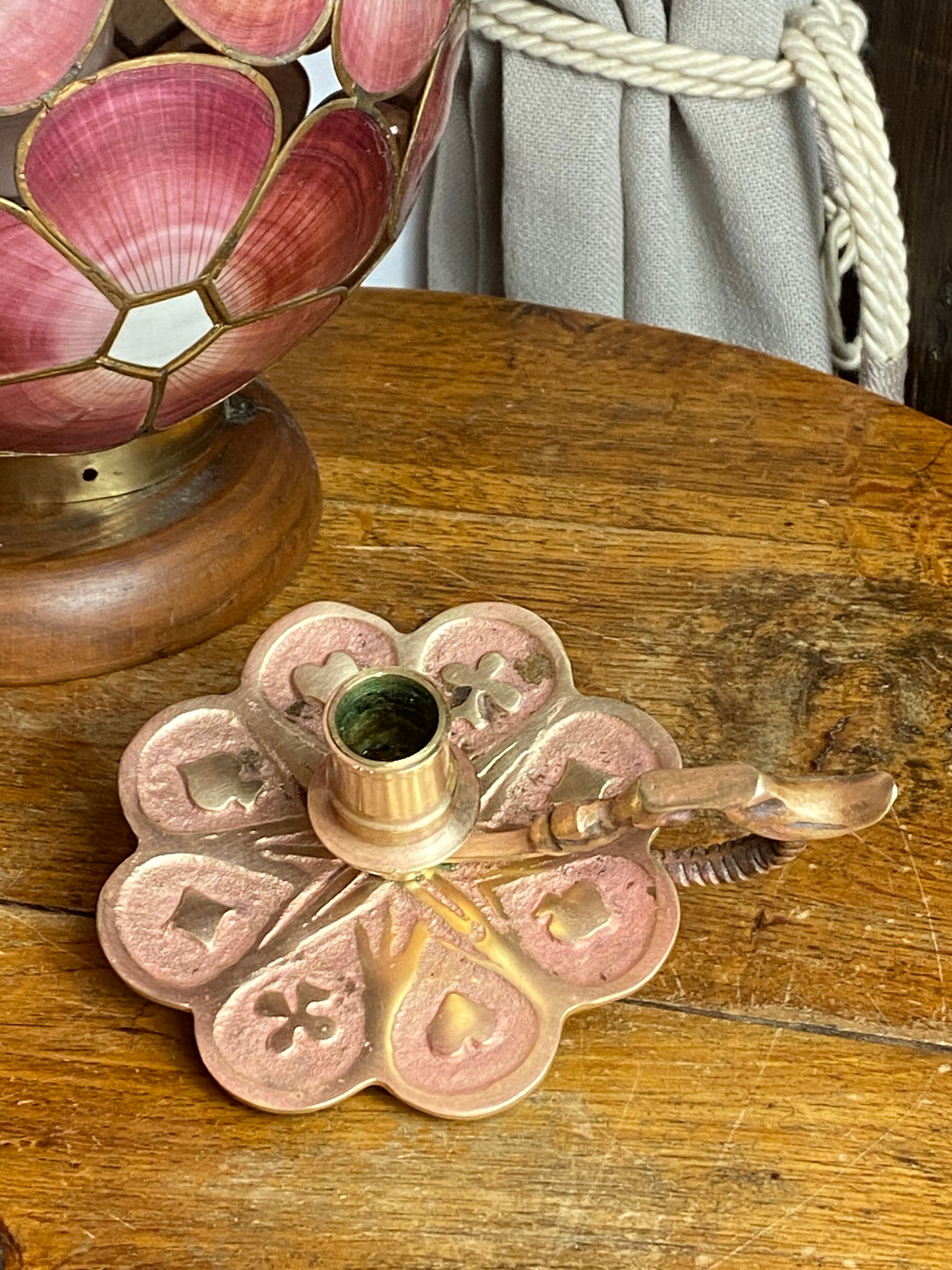 Bronze candlestick, card game decoration