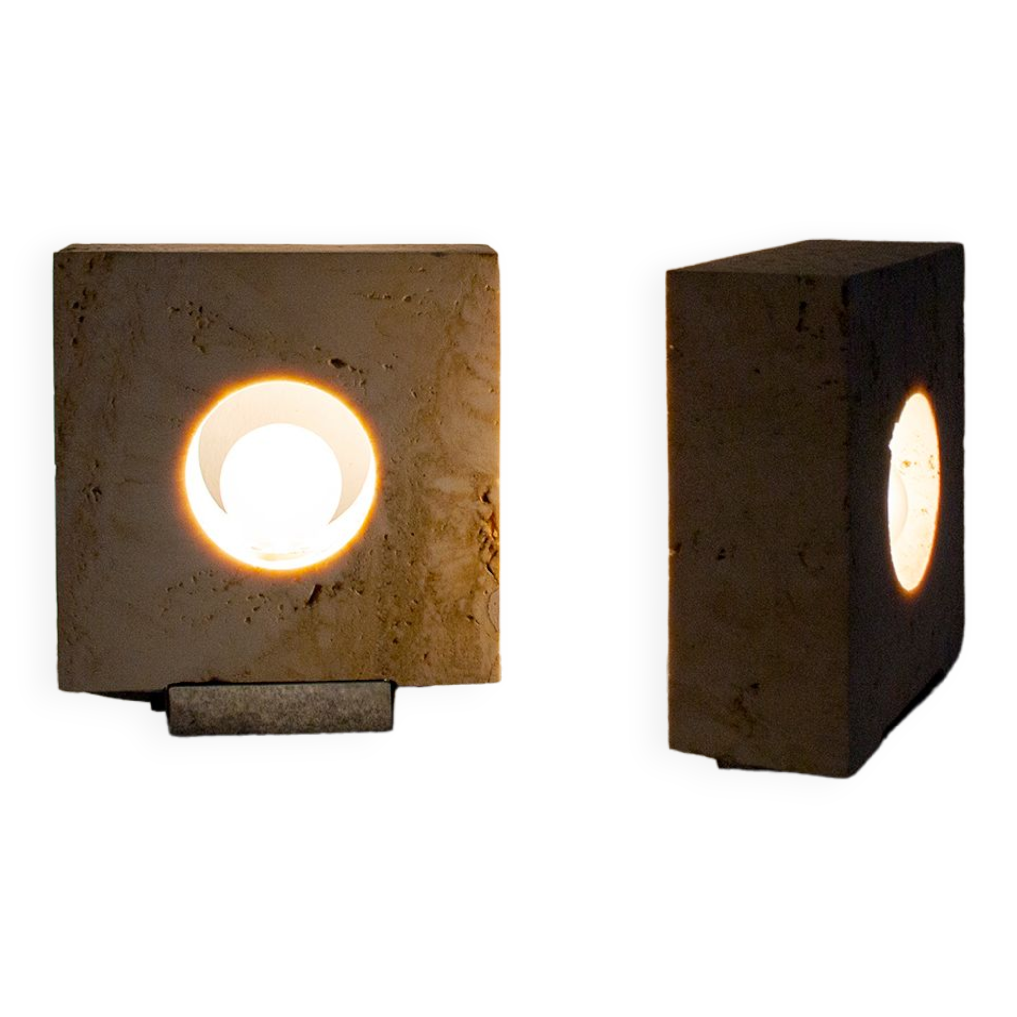 Travertine table lamps by Giuliano Cesari for Nucleo Sormani, 70s, set of 2