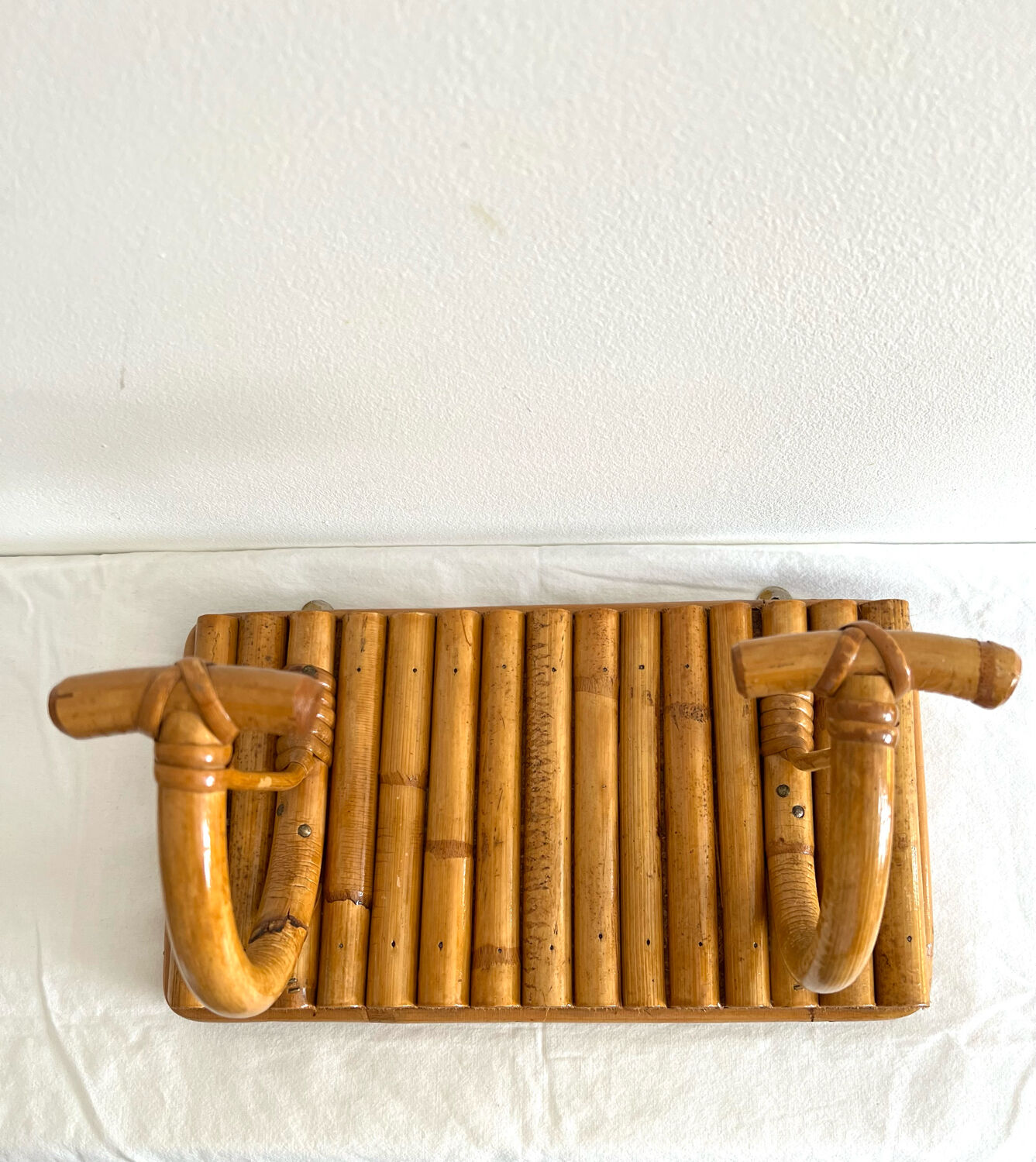 Rattan coat rack