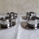 Ensemble 4 tasses et sous-tasses STo Casalinghi design en inox
