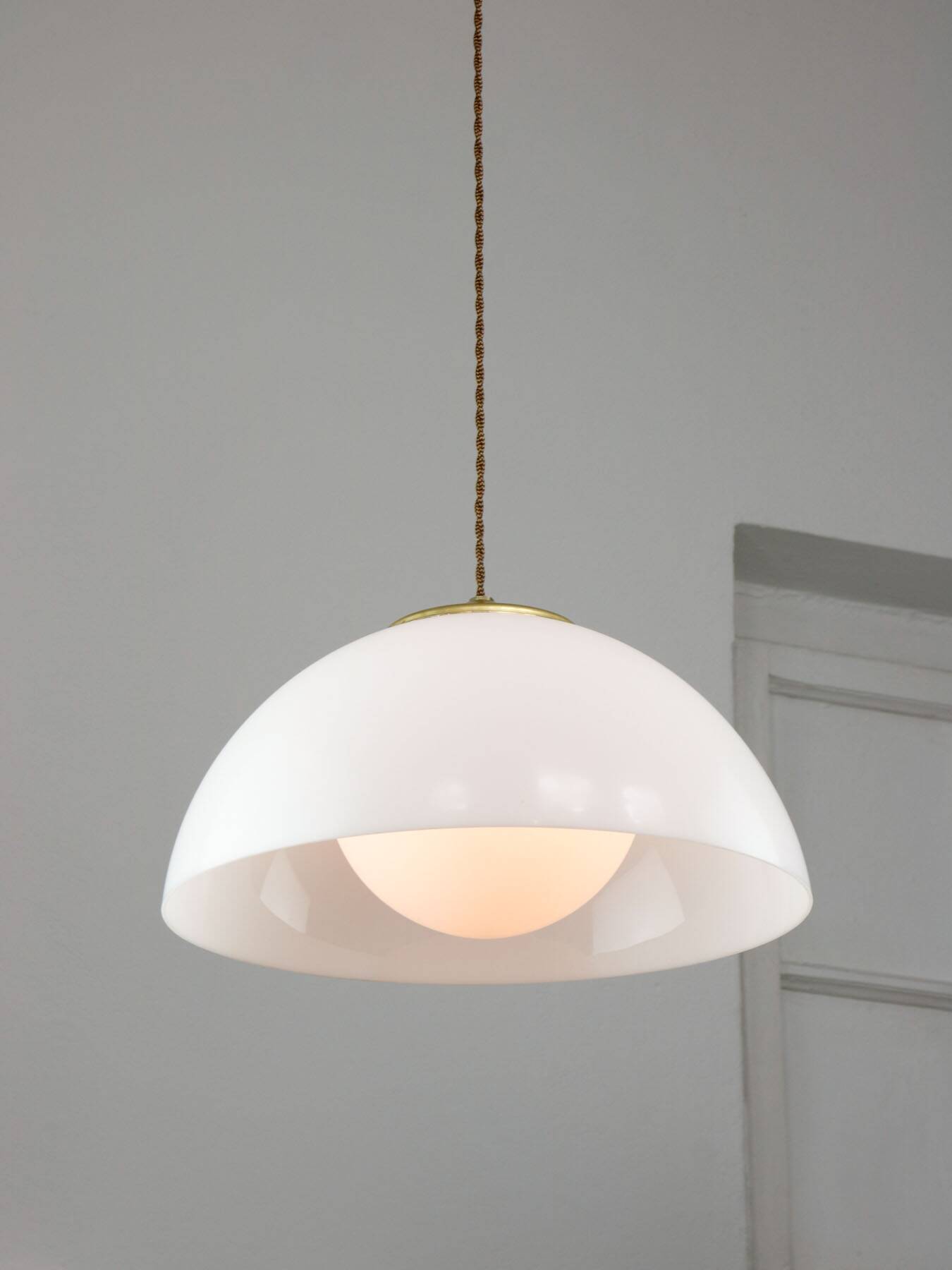 Italian Space Age Pendant in Brass and Acrylic Glass, 1970s