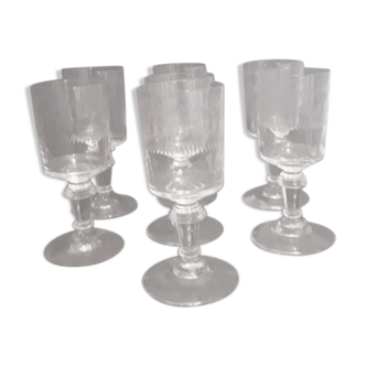 Lot of 7 liquor glasses decorated in 19th century crystal - France