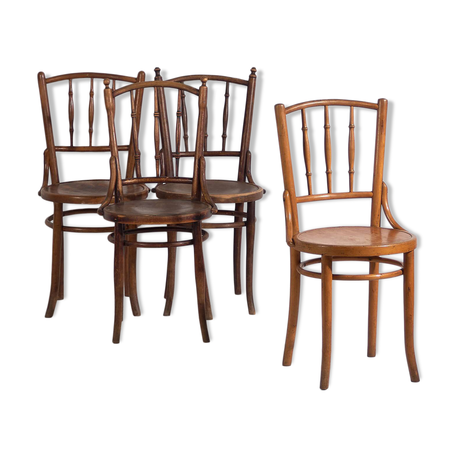 Antique Thonet bentwood chairs (circa 1920). Set of 4 pieces #14