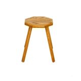 Brutalist oak stool, Sweden, 1950