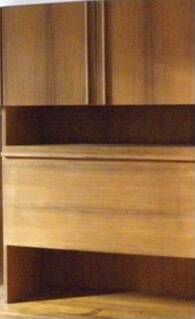 Wooden dressing room, vintage Scandinavian wooden bookcase