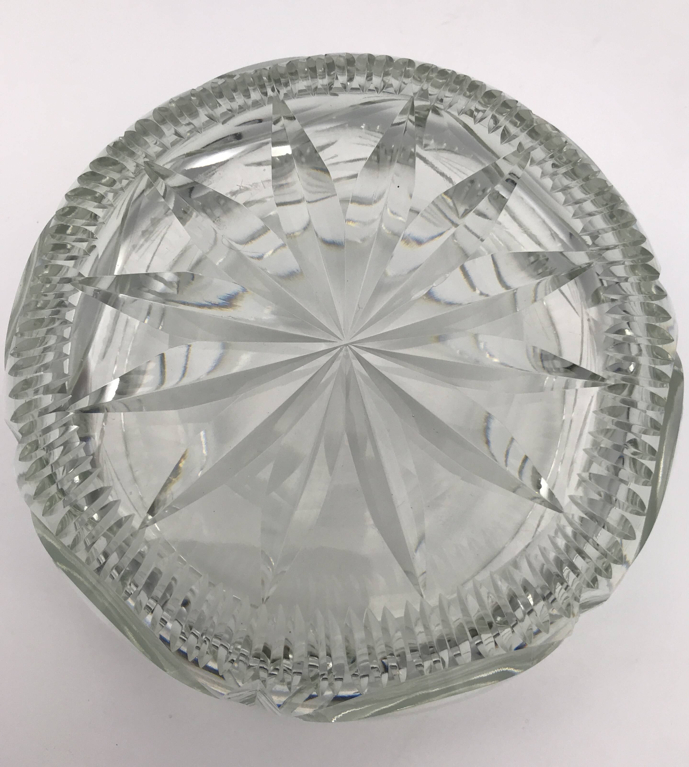 FRUIT CUTTER, SALAD BOWL in Solid CRYSTAL decorated with Hand-Cut PATTERNS