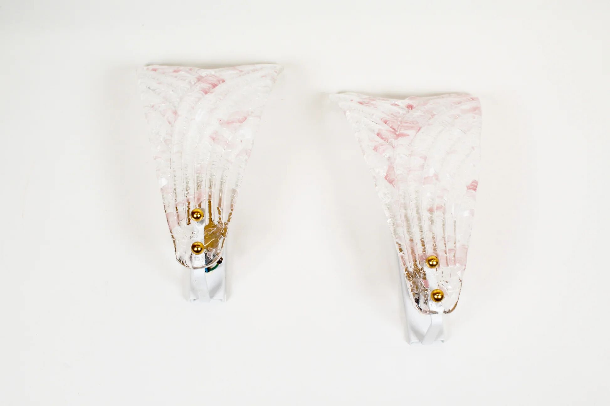 Pair of 80s Murano glass 'Foglio' wall lamps