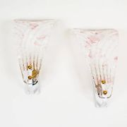 Pair of 80s Murano glass 'Foglio' wall lamps
