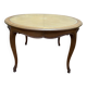 Round oak dining table with leather in Louis XV style.