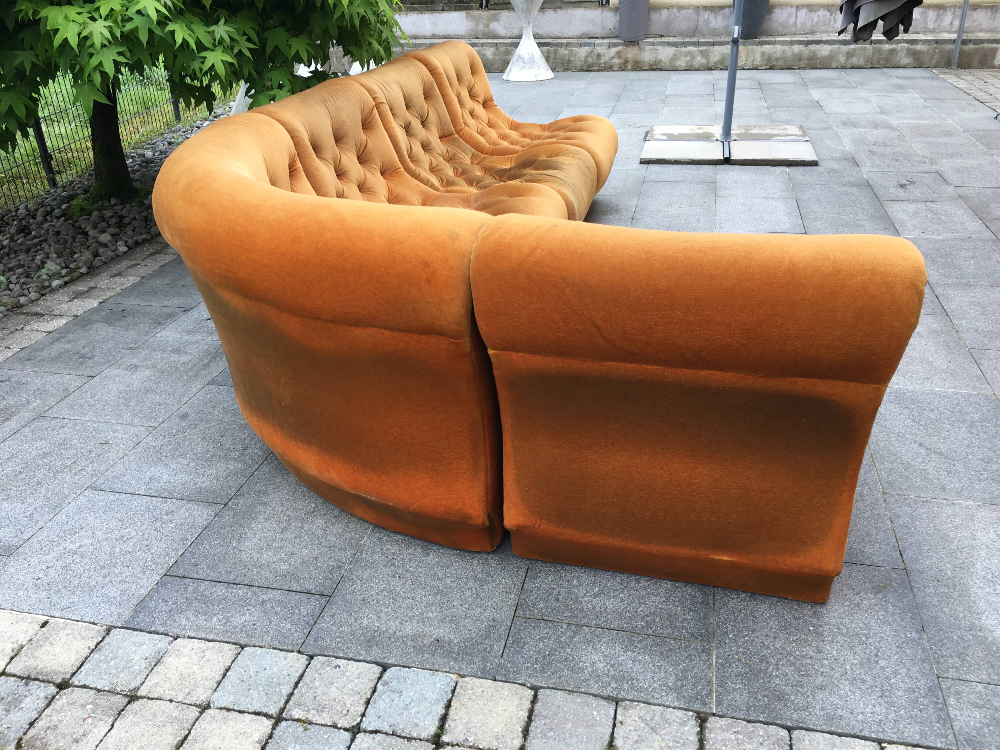 modular velvet sofa from the 70s