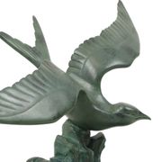 Art Deco Sculpture Seagull on Marble Base Bronze Patina 51cm
