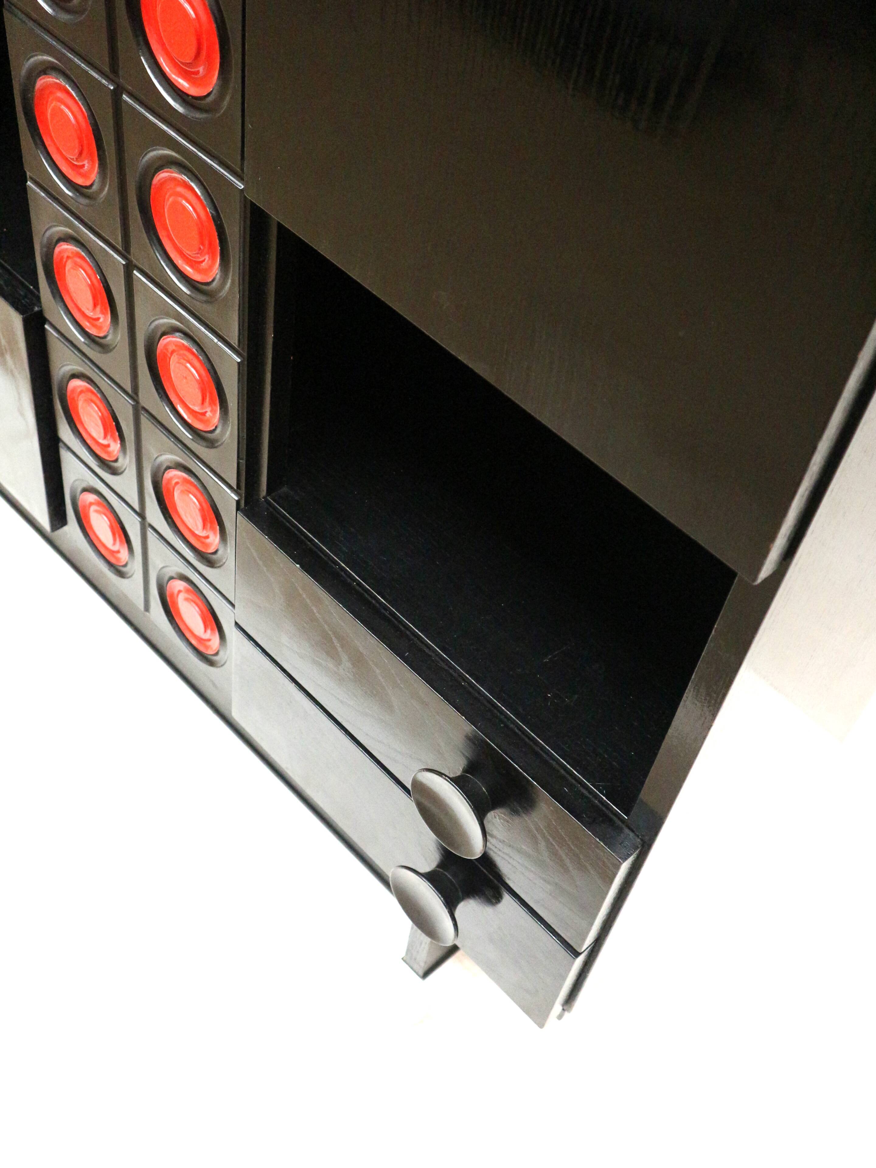 Vintage black Brutalist bar cabinet / sideboard