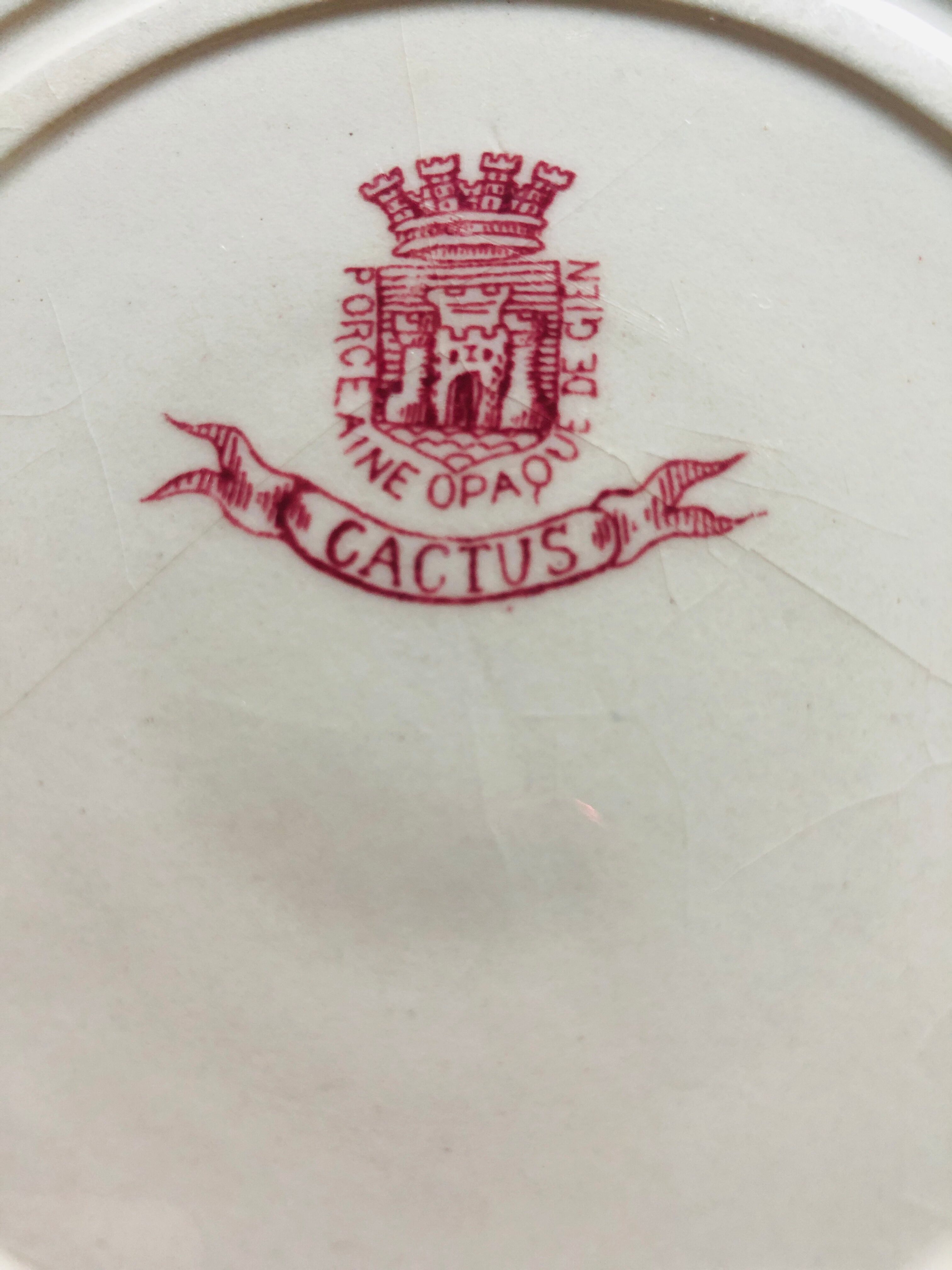 Set of 4 flat plates in Gien porcelain