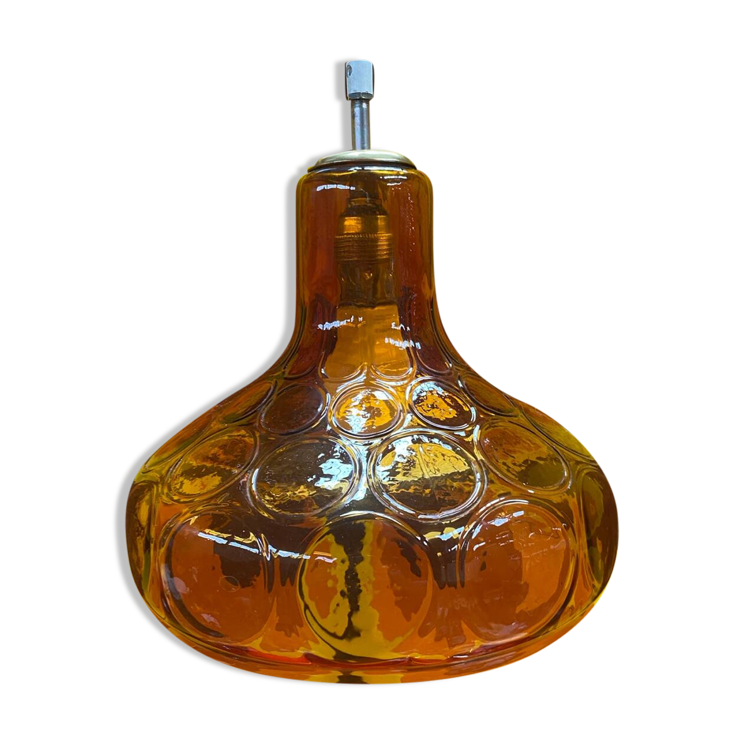Amber orange Limburg glass pendant light from the 70s