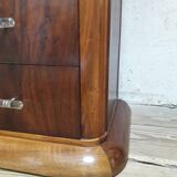 Art Deco dresser, solid walnut, veneer, 3 drawers, mirror.