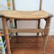 Two chairs patinated polka dots and painted wood folk art seat vintage straw