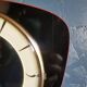 Vintage formica silent trapezoid wall clock "Flash black transistor"