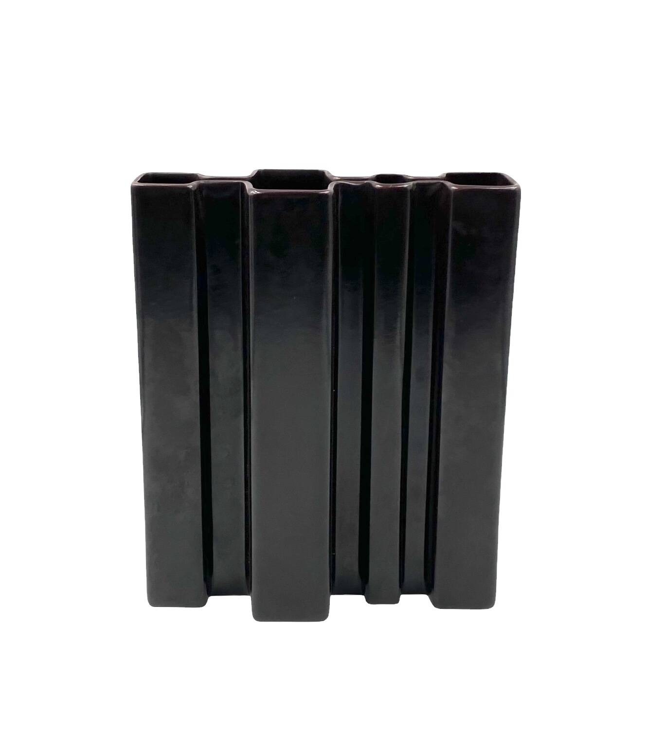 Angelo Mangiarotti, Space age brown ceramic vase, Fratelli Brambilla Italy ca. 1968