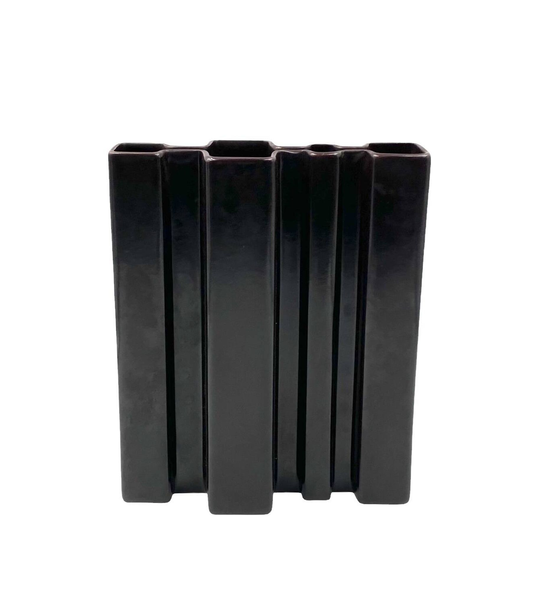Angelo Mangiarotti, Space age brown ceramic vase, Fratelli Brambilla Italy ca. 1968