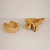Scandinavian Modern Set of 2 Organic Bowls in Swedish Burl Wood, circa 1990s