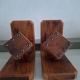 Pair of bookends with wooden dice