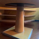 Round table in brushed oak, B&B Italia Apta collection for Maxalto