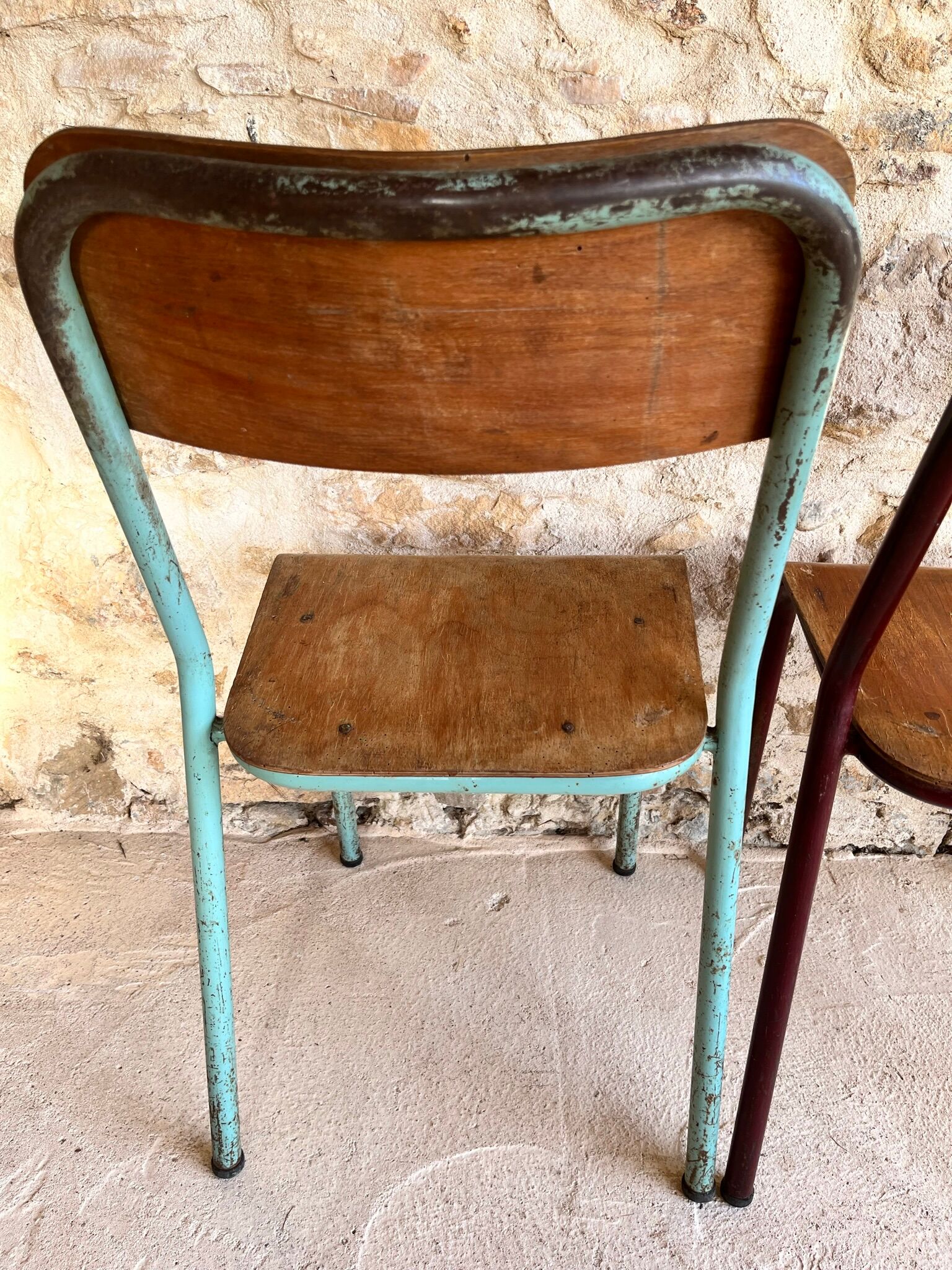 Set of 4 mismatched old school style chairs