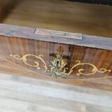 1960s bedroom dresser with six drawers and glass top