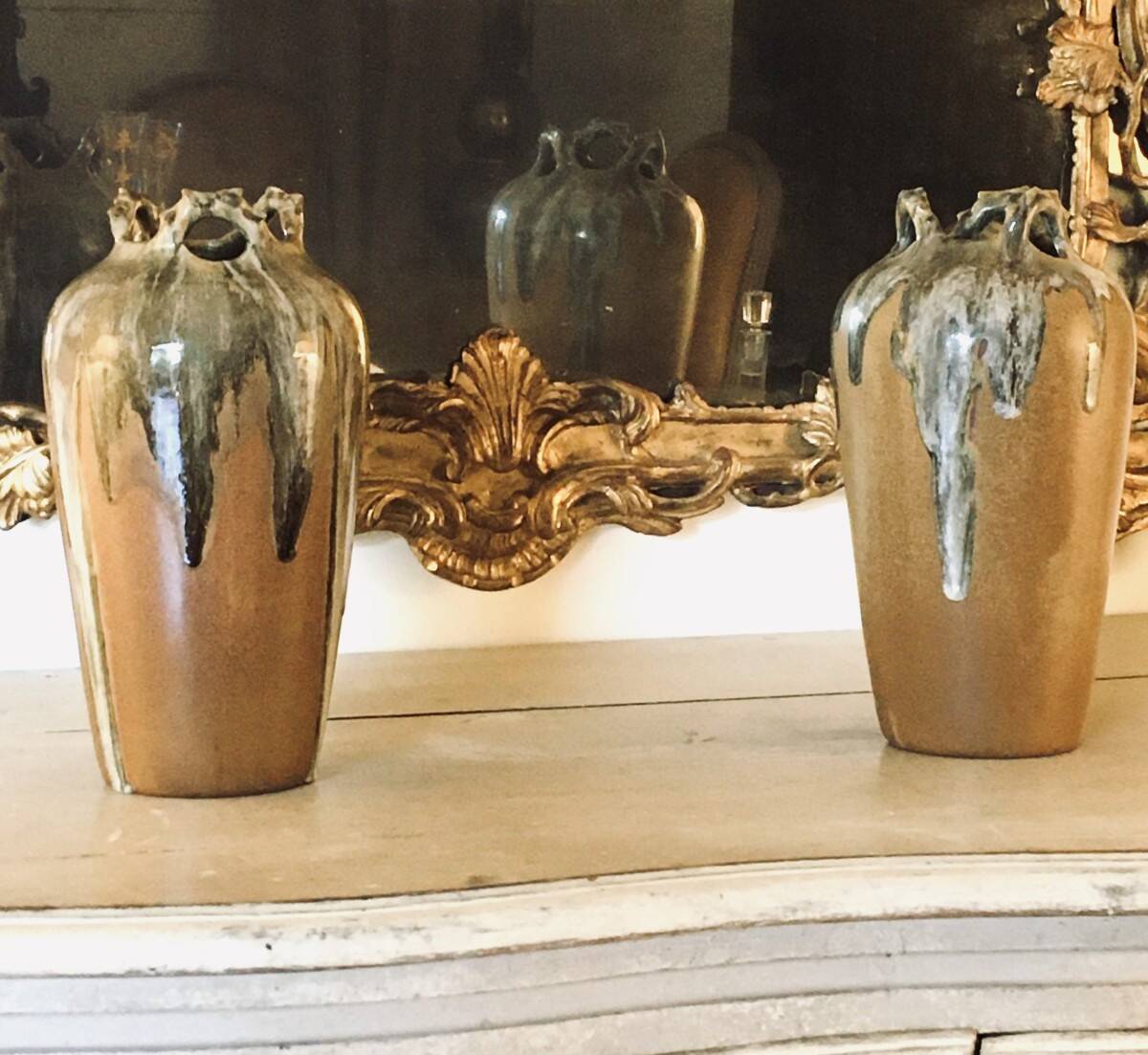 Pair of stoneware vases, Signed, 1950s/60s