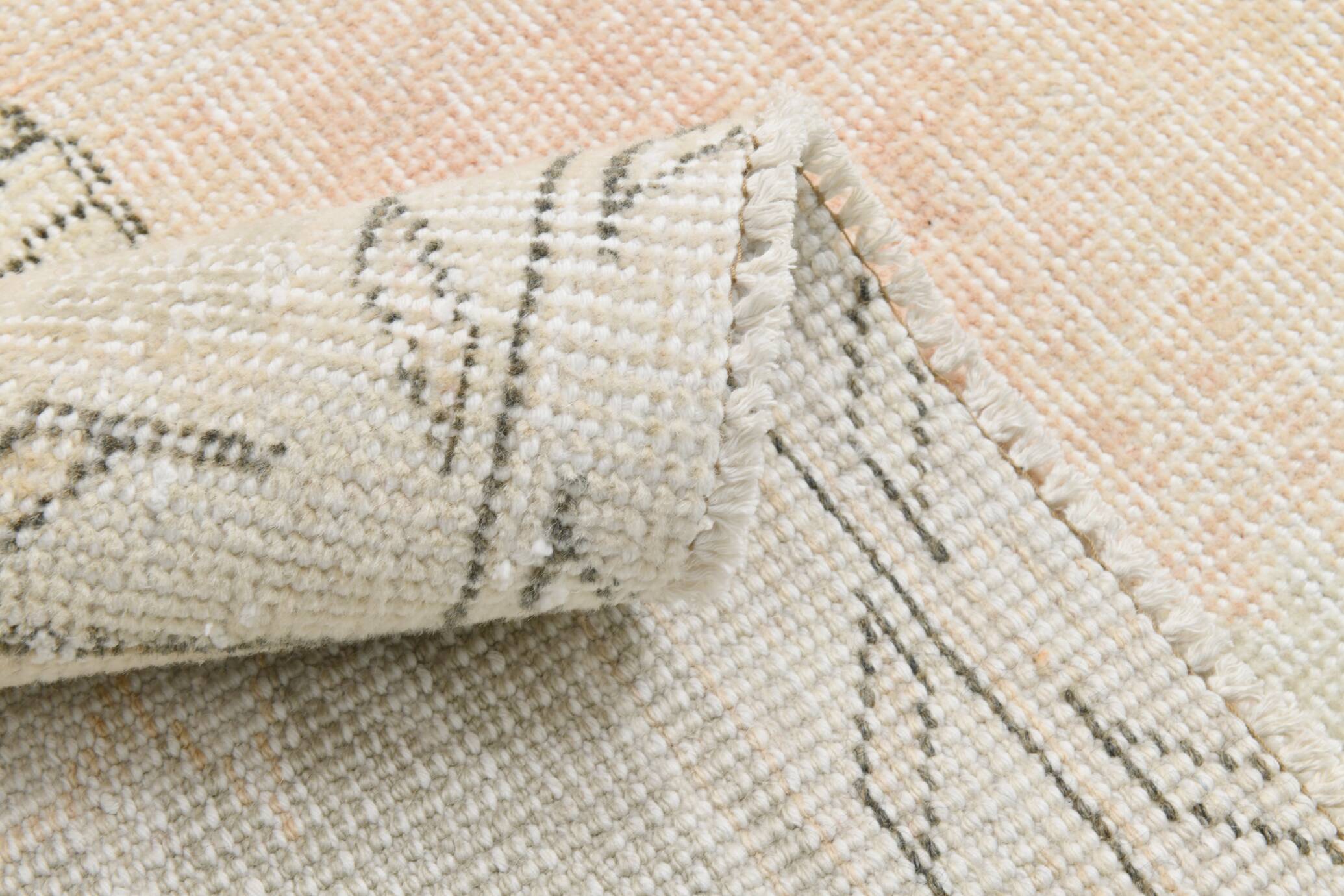 7x11 Vintage Peach Beige Turkish Rug, 206x335Cm