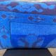 Vintage Turkish Wool Lumbar Pillow, Handmade Blue Geometric Rug Cushion
