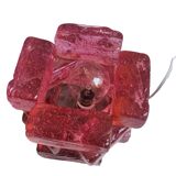 Brutalist solid bubble glass clear and red table lamps 1960s, set of 2