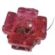 Brutalist solid bubble glass clear and red table lamps 1960s, set of 2