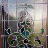 Portes de magasin fin XIXem, devanture de mercerie avec vitraux Art Nouveau