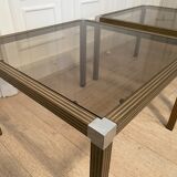 Side tables in striated gilded metal