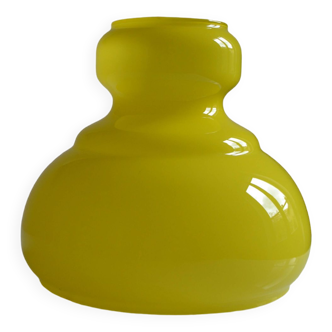 Chandelier pendant lamp opaline yellow glass 70s