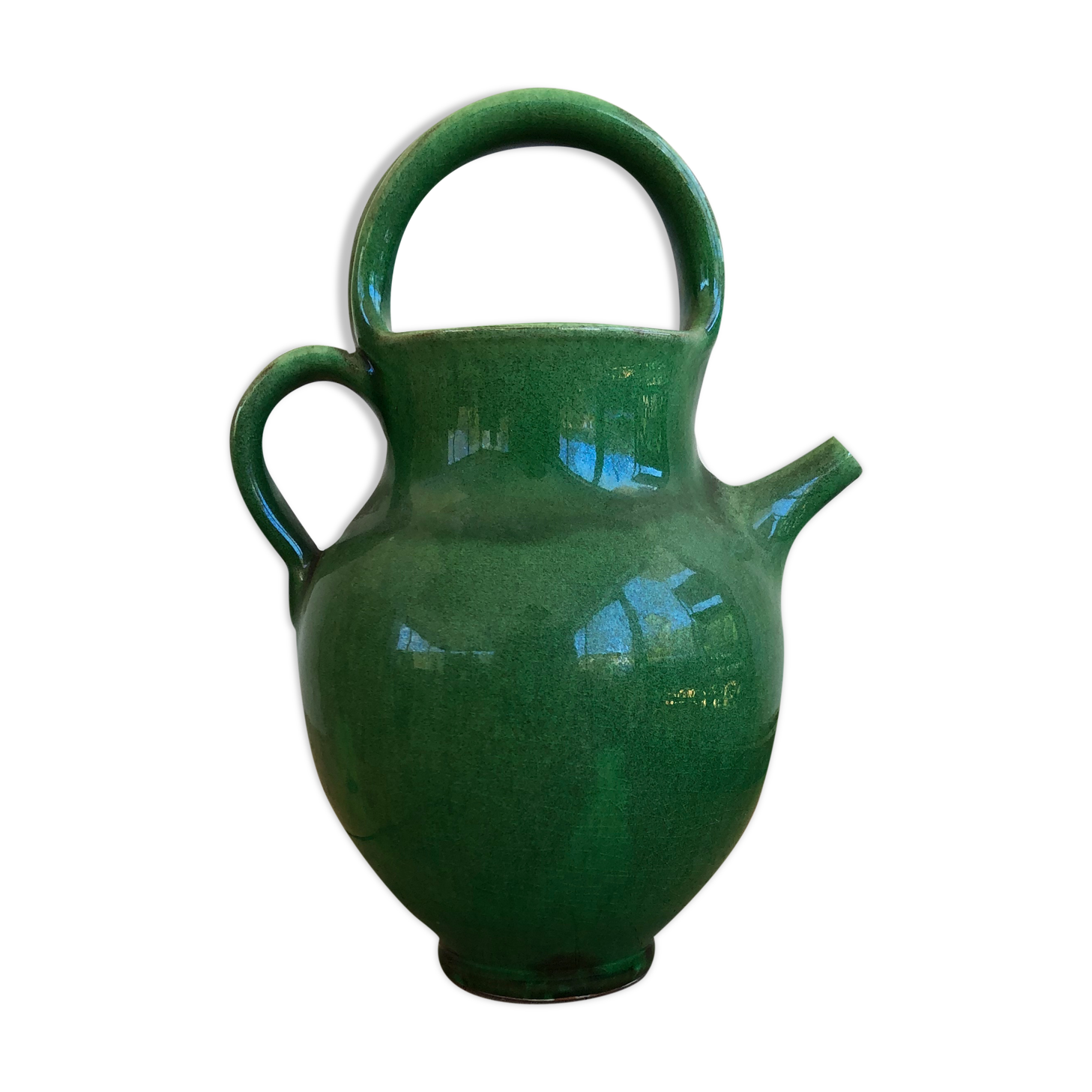 Terracotta jug enamelled 70s Salernes