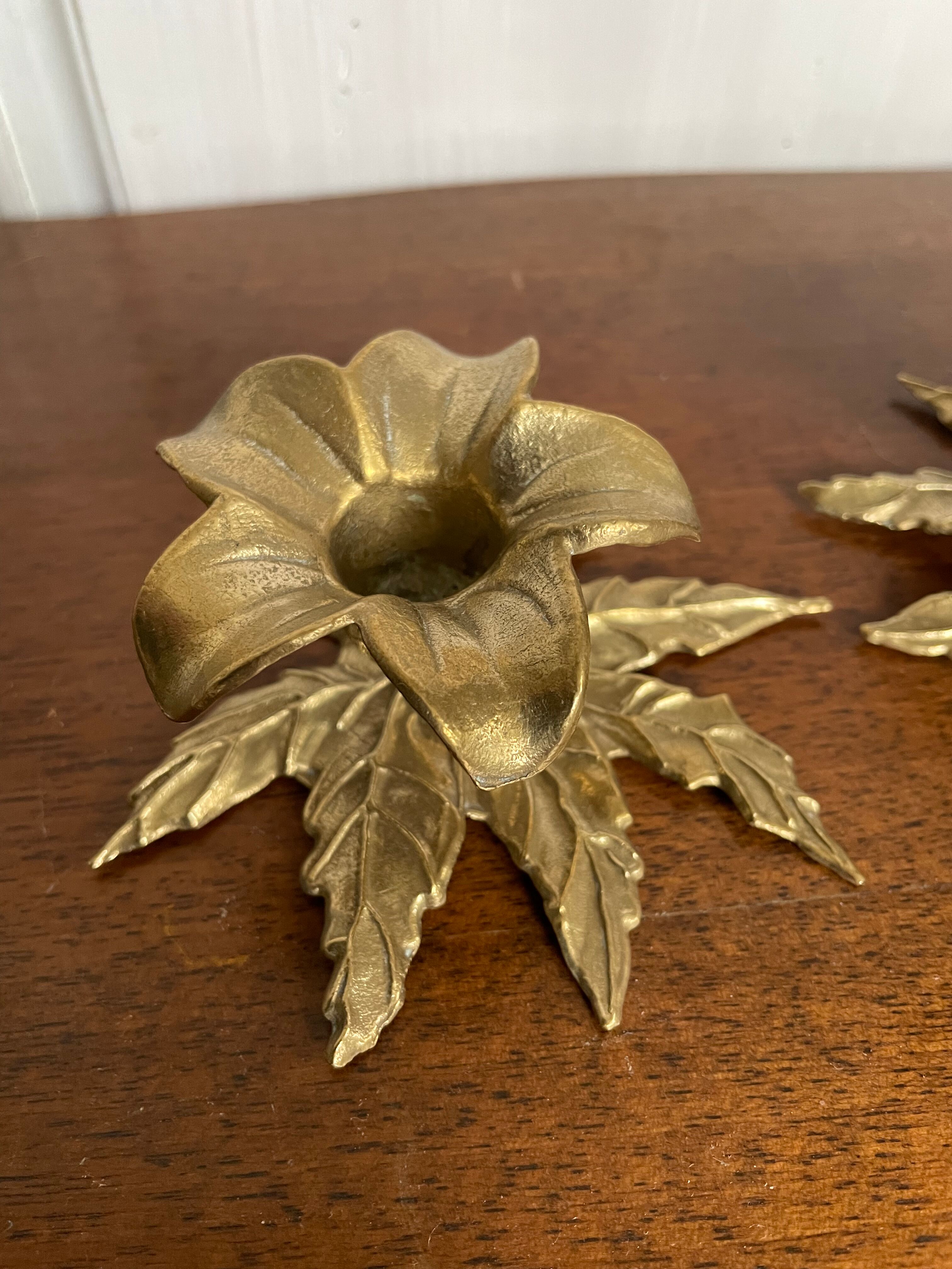 Pair of vintage brass candle holders