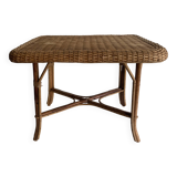 Antique rattan and bamboo coffee table, 1950