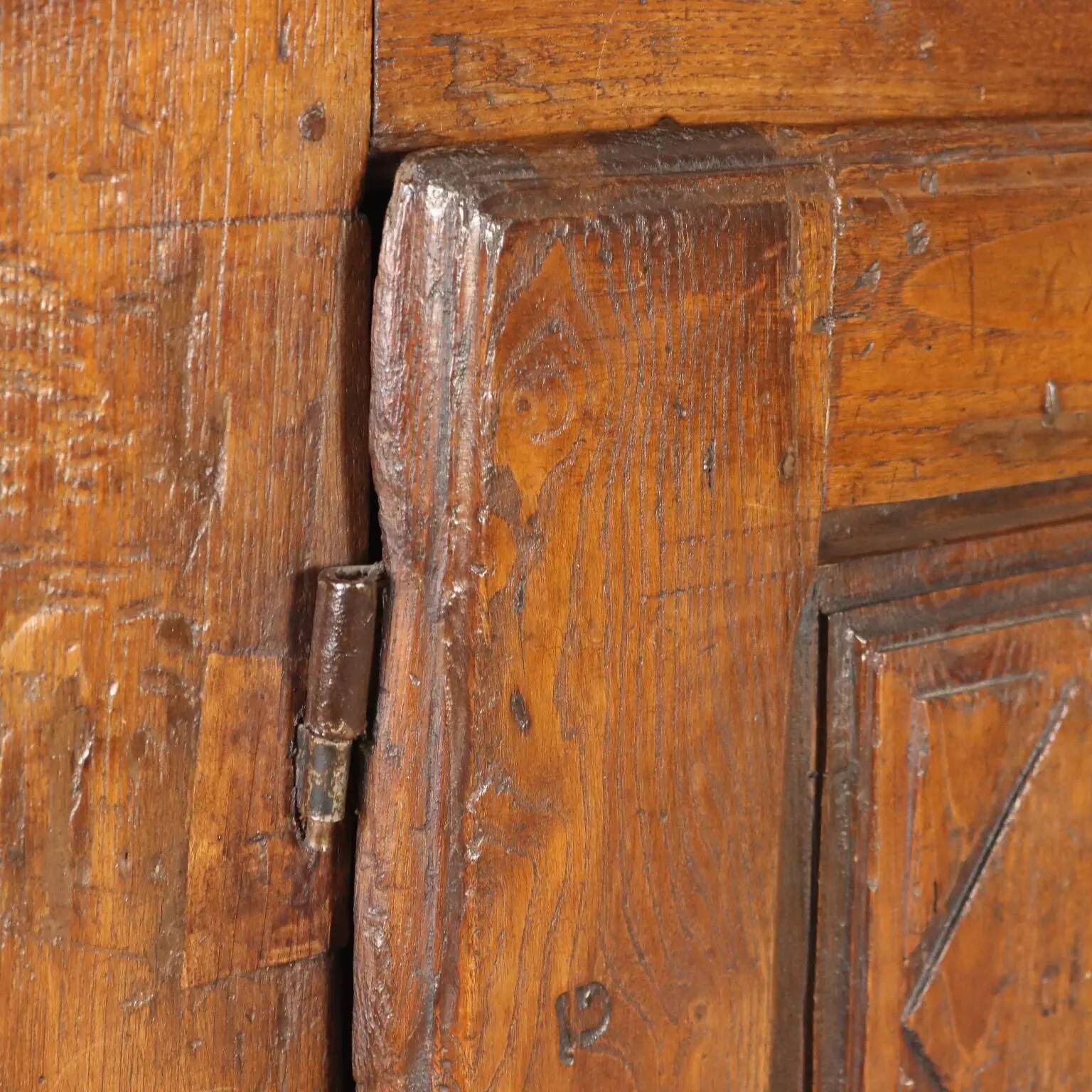 Chestnut buffet with bi-partite panel doors