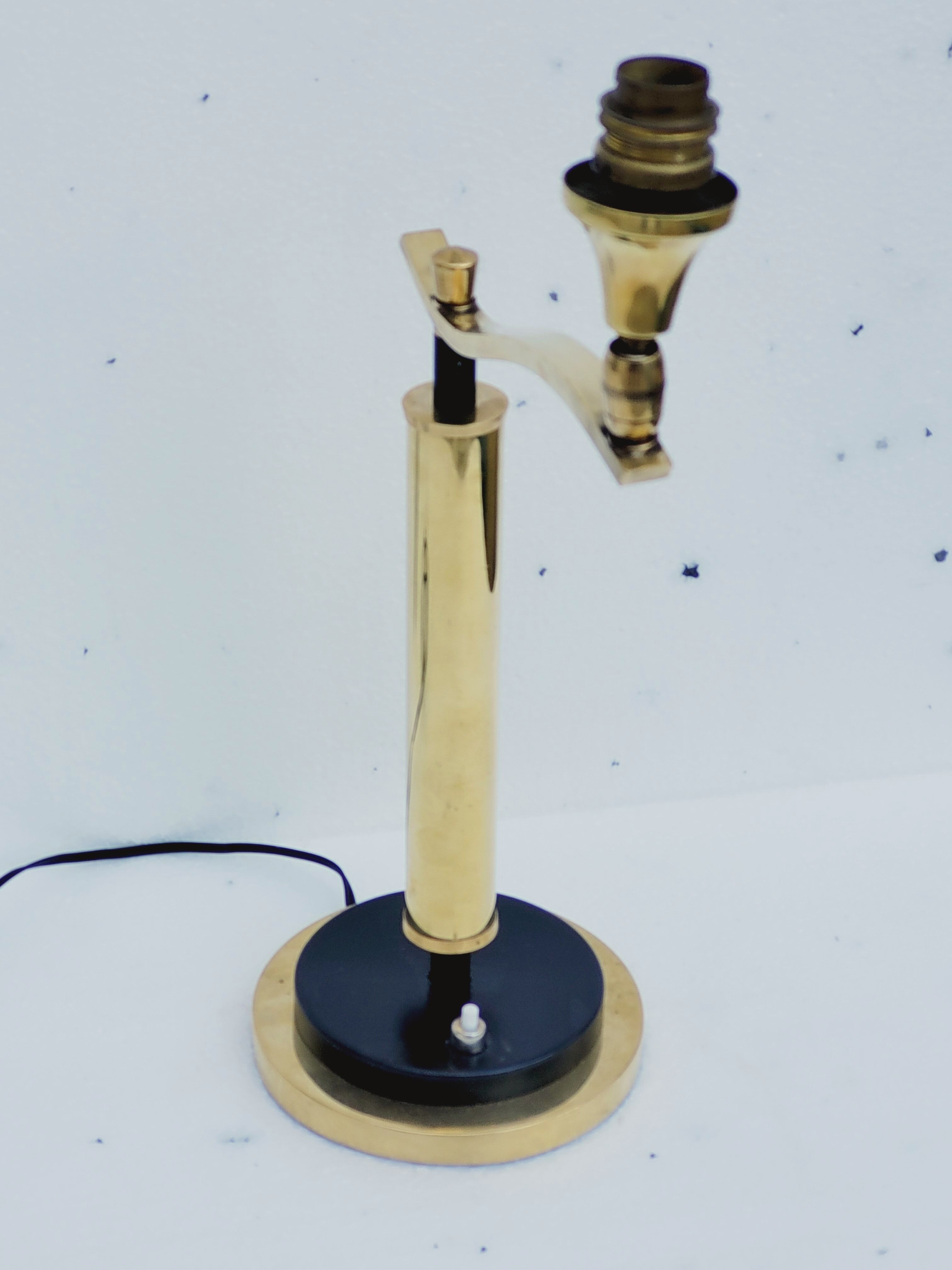 Brass lamp foot gallows arms, 30s Jules Leleu