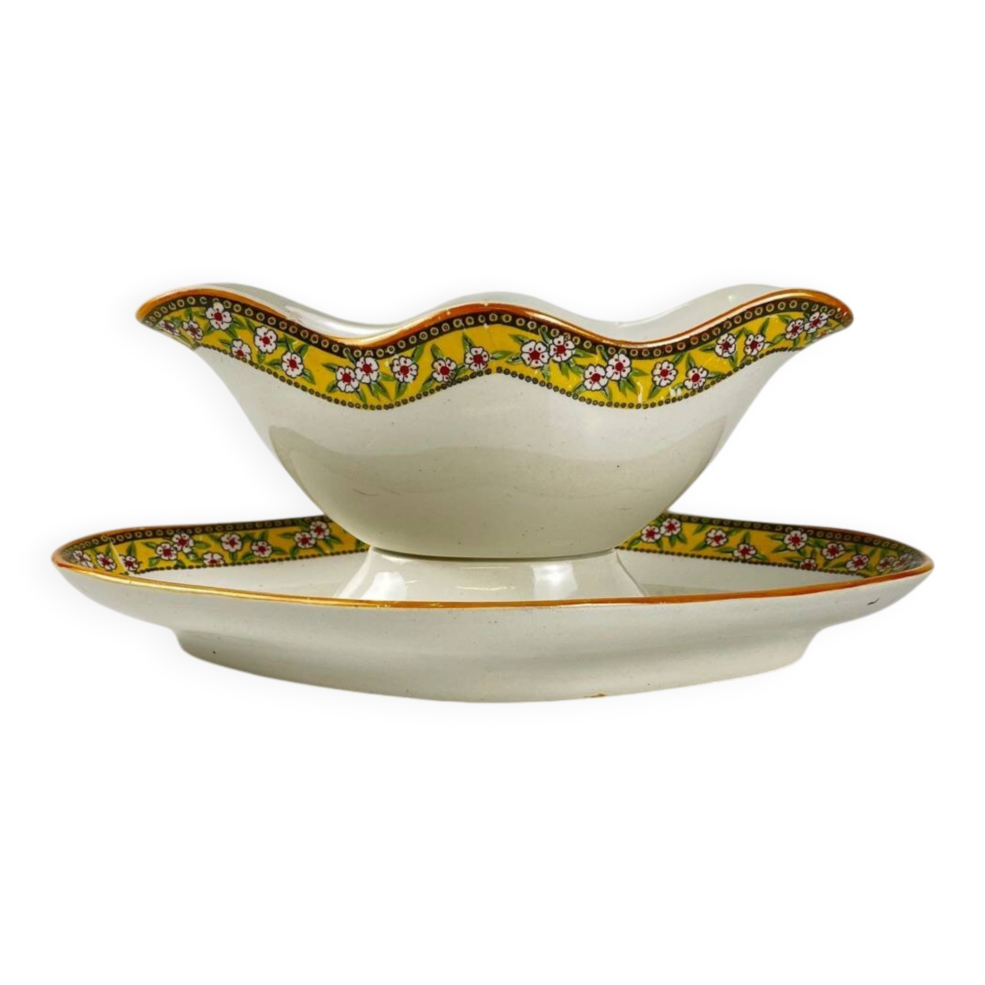 "Yvonne" ironstone sauceboat, Orchies, early 20th century