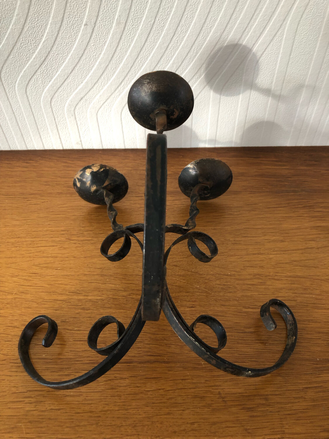 Vintage forged 3 candle holder