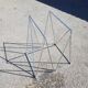 Vintage steel wire desk with chrome trestles and smoked glass top