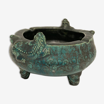 Glazed ceramic ashtray in the shape of a Chinese perfume burner