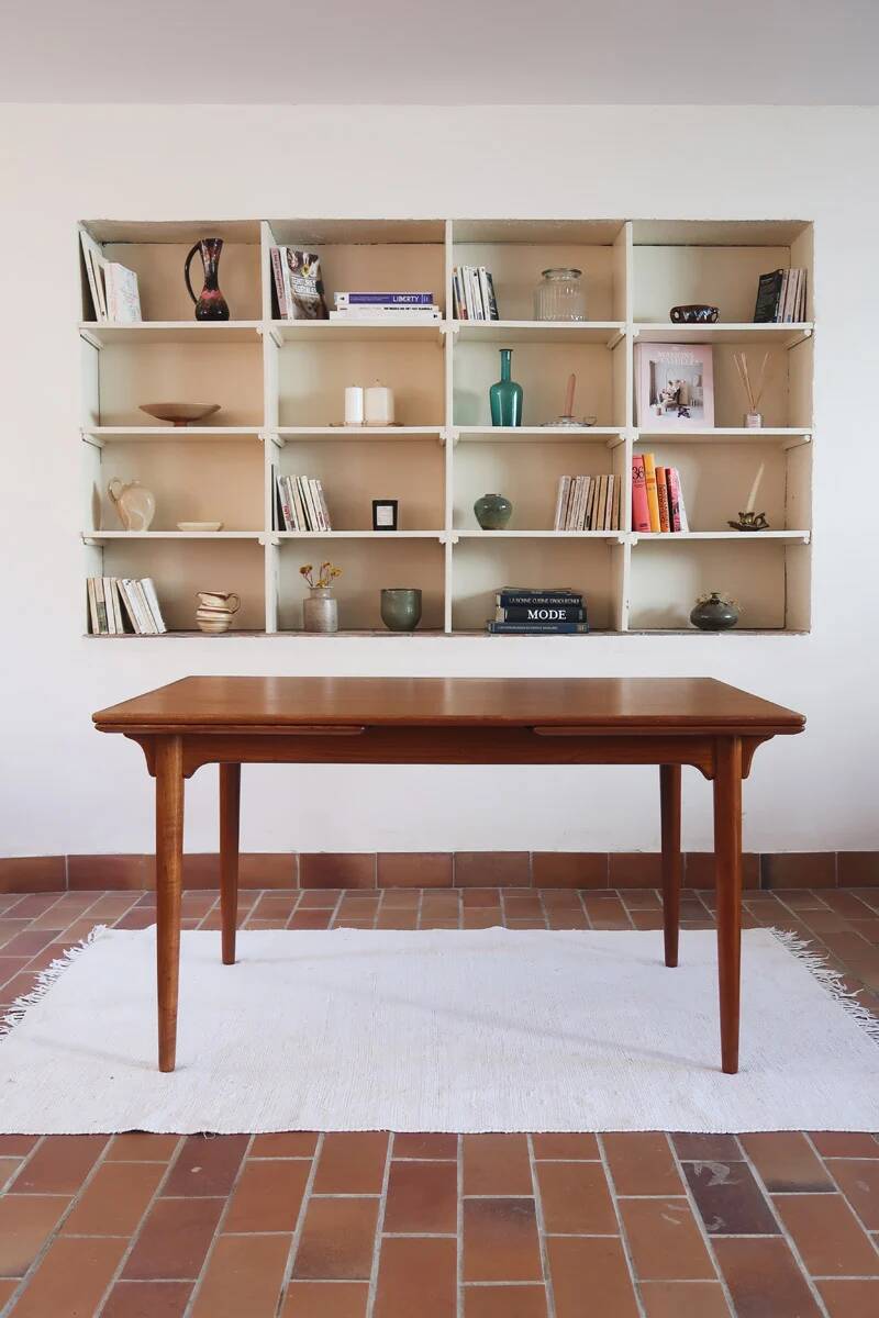 Table à manger scandinave extensible en teck années 60